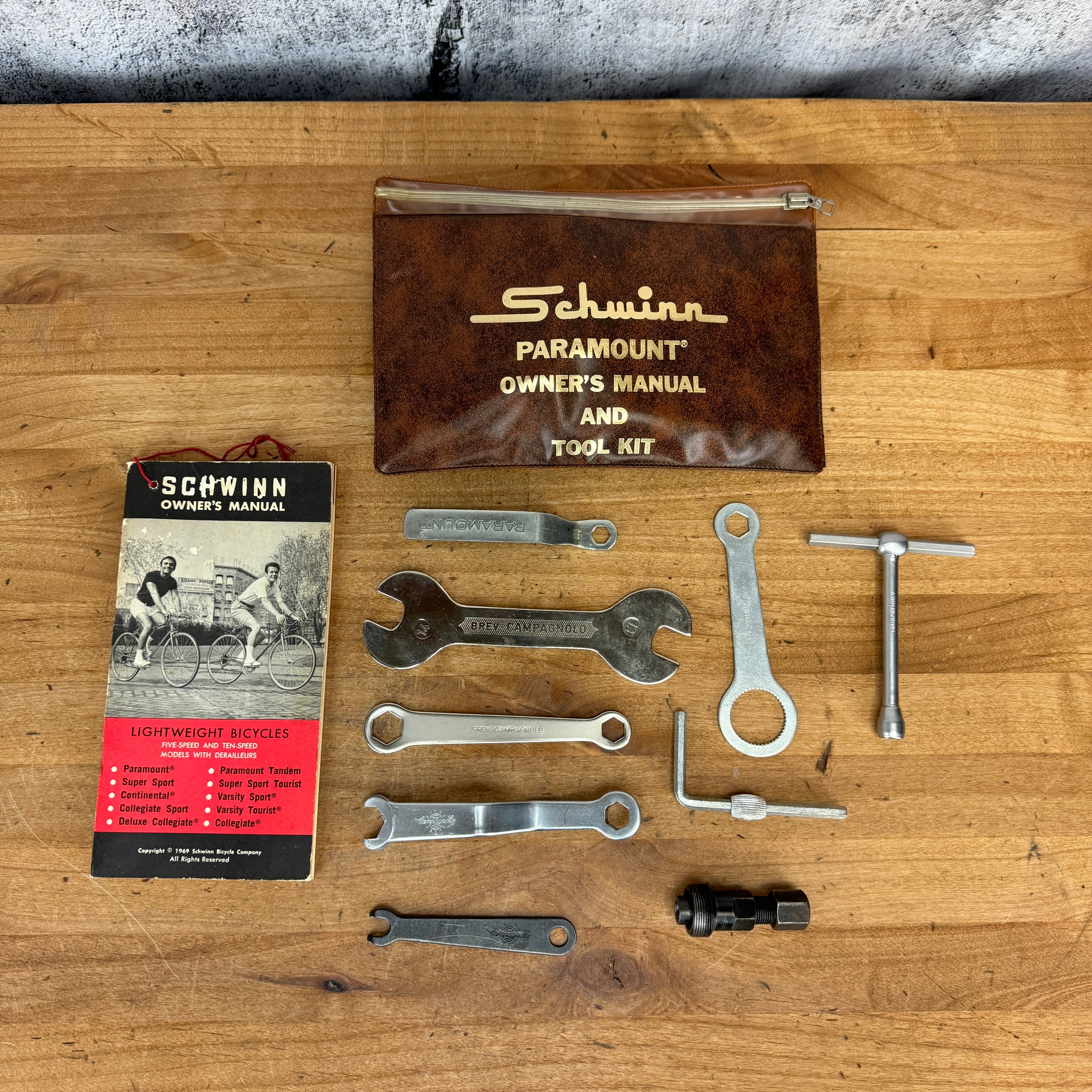 Vintage Mint Schwinn Paramount Bicycle Owners Manual Tool Kit for Campagnolo