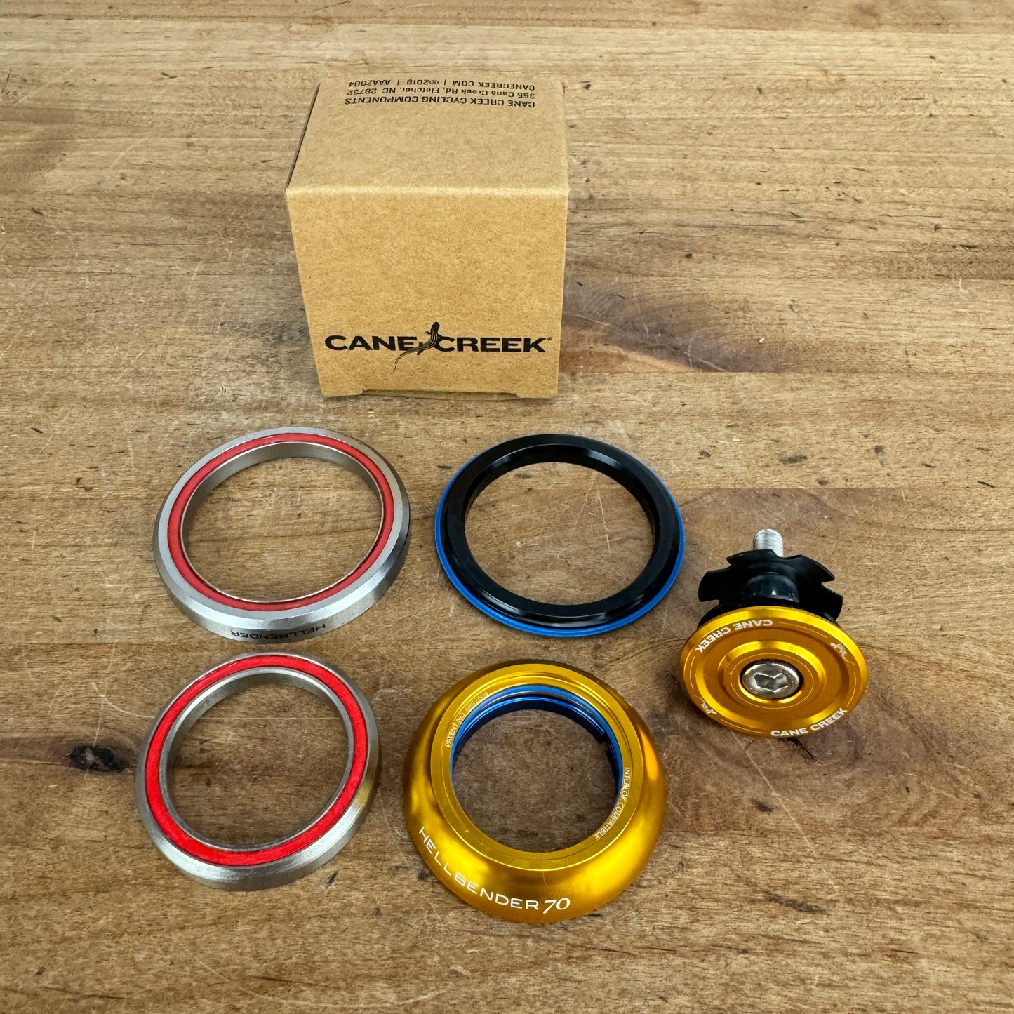 New! Cane Creek Hellbender 70 1 1/8" Steerer IS41/28.6/H9 BAA1188 Gold Headset