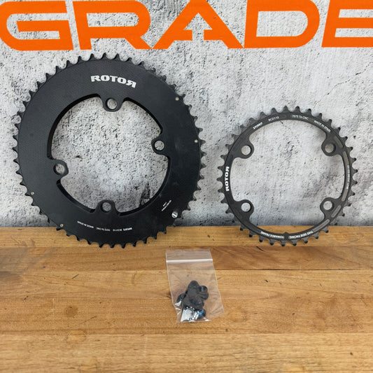 Ridden Once! Rotor Aero Round 4-Bolt 110BCD 50/37t Bike Chainring Set 167g