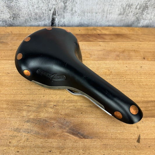 Brooks Swift Black Leather Copper Rivets 7x7mm Steel Rails 150mm Bike Saddle