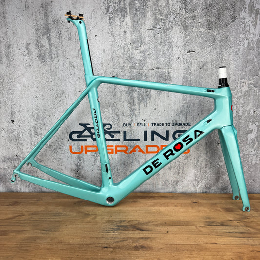 Low Mile! 2020 De Rosa Protos 55cm Rim Brake Carbon Frameset 700c Celeste 1841g