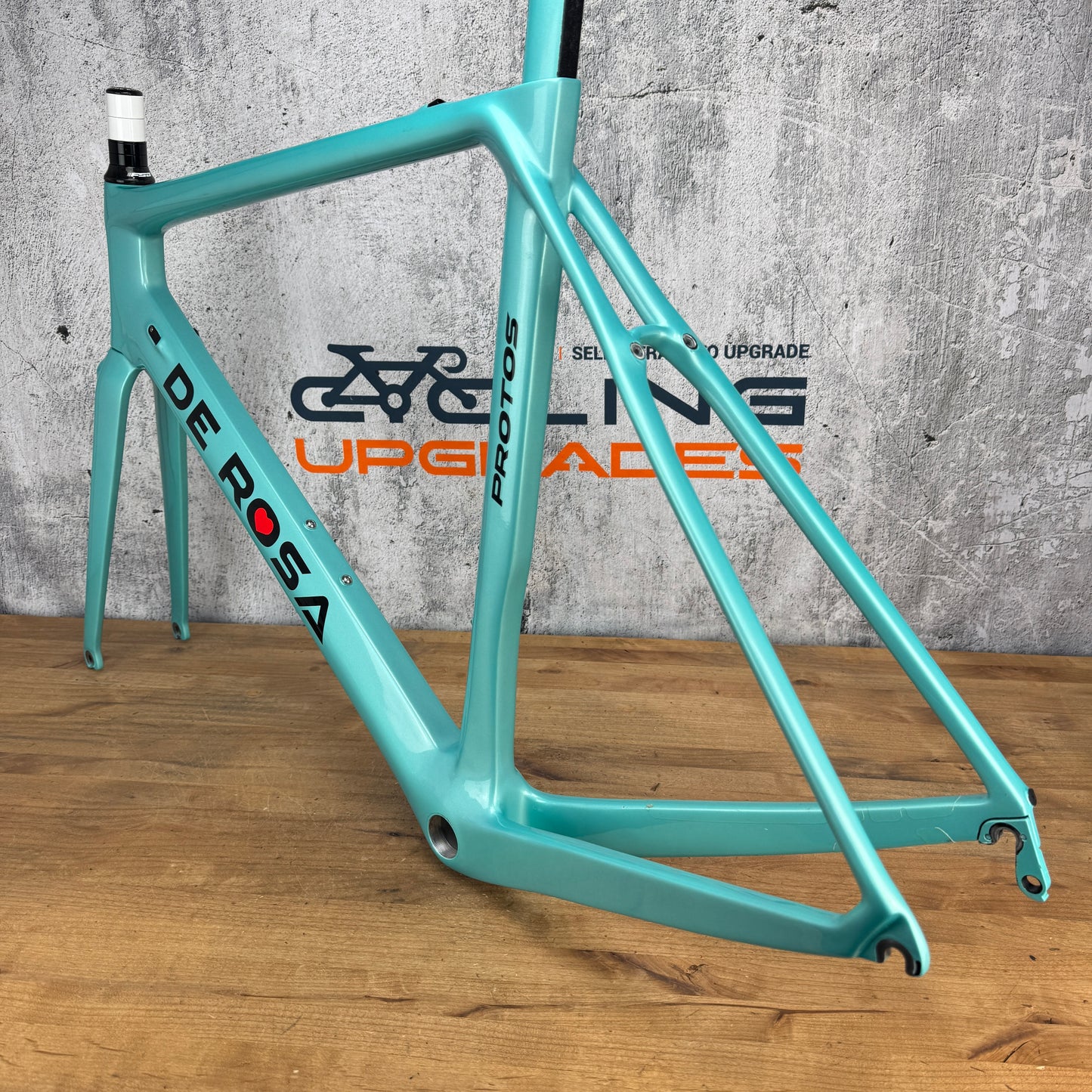 Low Mile! 2020 De Rosa Protos 55cm Rim Brake Carbon Frameset 700c Celeste 1841g