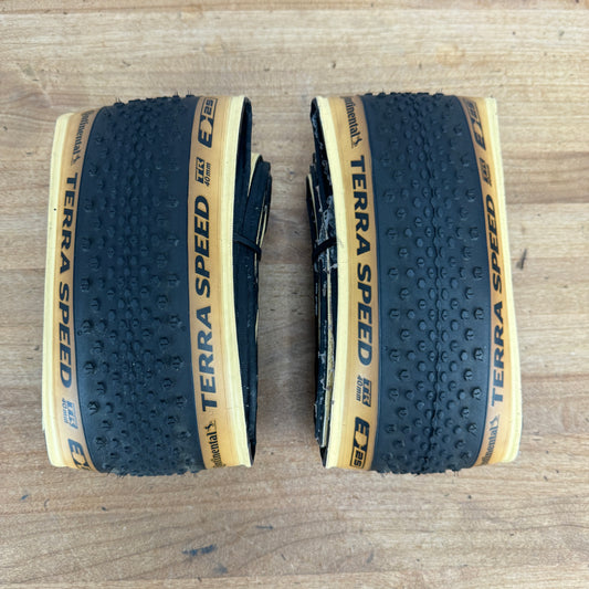 Low Mile! Continental Terra Speed TR 700c x 40mm Tubeless Tanwall Pair Tires