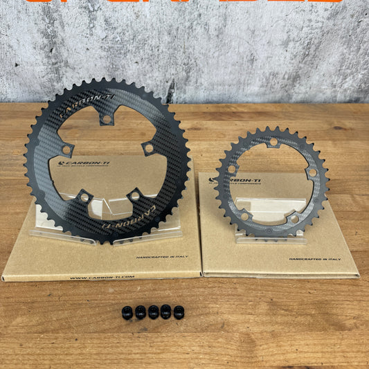 New! Carbon-Ti X-CarboRing EVO 110BCD 5-Bolt 52/36t 11/12-Speed Chainring Set 145g