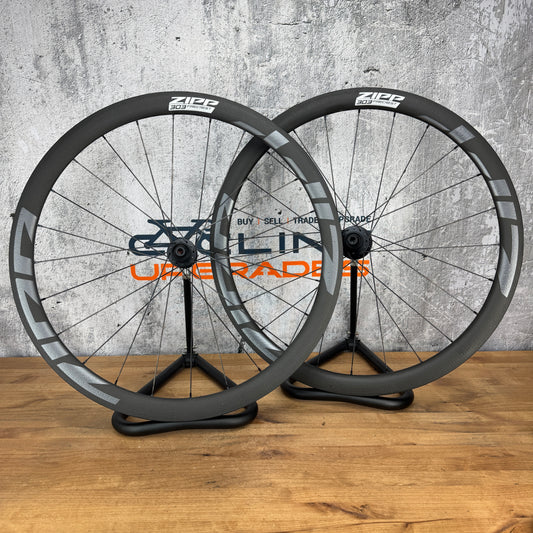 Light Use! Zipp 303 Firecrest Carbon Tubeless Hookless Disc Wheelset 700c 1395g