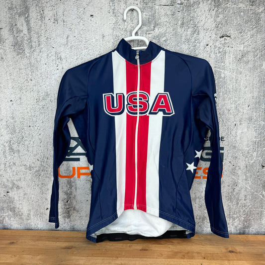 Assos Long Sleeve Thermal Team USA Zip Up Mens XL Cycling Jersey