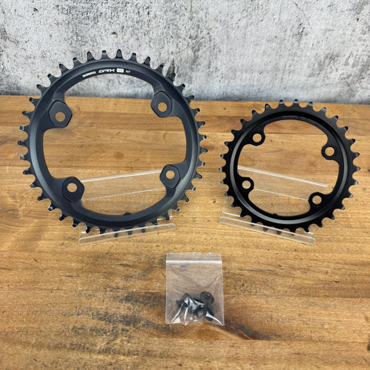 Light Wear! Shimano GRX FC-RX820 40/30t 12-Speed 4-Bolt 110/80BCD Chainring Set