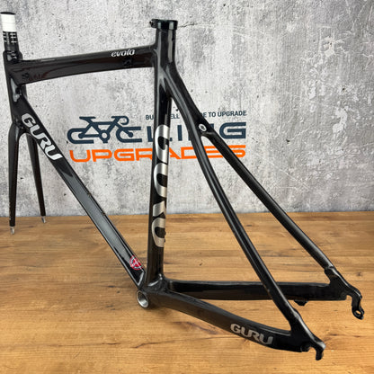 Guru Evolo 56cm Rim Brake Carbon Road Bike Frameset 700c Gloss Black 1727g