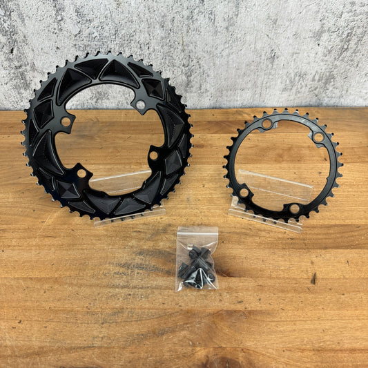Absolute Black Premium Oval 50/34t Chainring Set for Shimano 4-Bolt Asymetrical